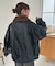 【ユニセックス】ボア衿付きフェイクレザーブルゾン
