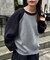 【ユニセックス】スムースラグラン配色ニット