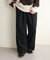 【総ゴム/あったか素材/ユニセックス】ウールライクベルト付きワイドパンツ