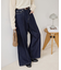 ハイウエストステッチ使いデニムワイドパンツ