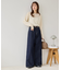 ハイウエストステッチ使いデニムワイドパンツ