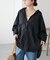 シアー黒釦ビッグシャツ