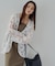 【Noka】コード刺繍レースノーカラーカーデ