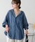 【Enlude】シアーデニムフードオーバーシャツ