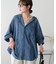 【Enlude】シアーデニムフードオーバーシャツ