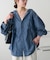 【Enlude】シアーデニムフードオーバーシャツ