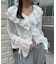 【umm./花柄＆無地】生地ジャガードフリルブラウス