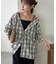 【Enlude】オンブレチェックフード付きオーバーシャツ