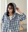 【Enlude】オンブレチェックフード付きオーバーシャツ