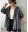 【Enlude】オンブレチェックフード付きオーバーシャツ