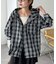 【Enlude】オンブレチェックフード付きオーバーシャツ