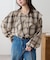 シアーチェックアシメフリルブラウス