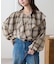 シアーチェックアシメフリルブラウス