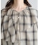 シアーチェックアシメフリルブラウス