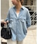 【Enlude/ユニセックス】シアーデニムダブルポケットオーバーシャツ
