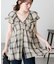 シアーチェックノースリフリルブラウス