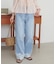 ライトオンス裾レースデニムストレートパンツ