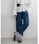 ライトオンス裾レースデニムストレートパンツ