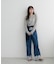 ライトオンス裾レースデニムストレートパンツ
