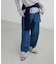 ライトオンス裾レースデニムストレートパンツ