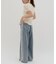 【umm.】胸ギャザー花柄ワッフル半袖トップス