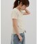 【umm.】胸ギャザー花柄ワッフル半袖トップス