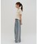 【umm.】胸ギャザー花柄ワッフル半袖トップス