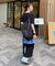 リブピコレースヘンリーカット半袖ワンピース
