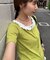 【umm.】衿フリル半袖カットカーディガン