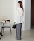 刺繍入りシアーストライプシャツ