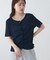 シアーワッフルフロントギャザーTシャツ