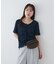 シアーワッフルフロントギャザーTシャツ
