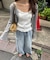 【umm.】衿フリル小花柄カップ付きキャミソール