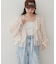 小花柄前リボンラッフルブラウス