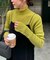 リブ袖口ボタンタートル