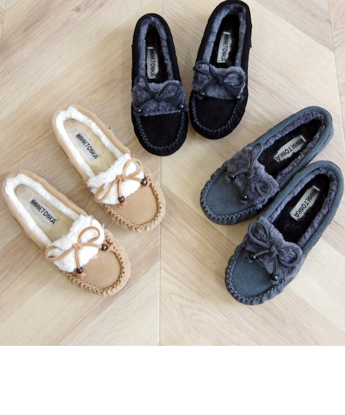 MINNETONKA/ミネトンカ】 ウッドビーズ ボアモカシンシューズ KYRA