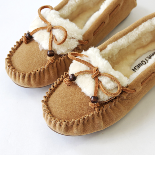 MINNETONKA/ミネトンカ】 ウッドビーズ ボアモカシンシューズ KYRA