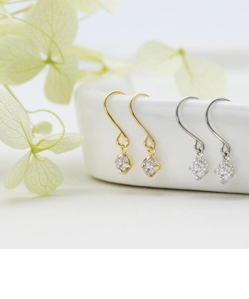 ダイヤモンド フックピアス 計0.2ct Hカラー程度・I1クラス ノーソート