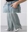 パール付デニムストレートパンツ