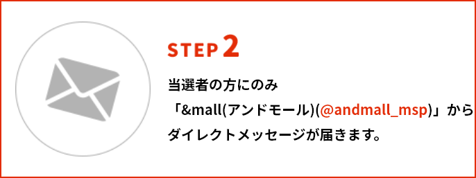 STEP2 当選者の方のみ「&mall（アンドモール）（@andmall_msp）」からダイレクトメッセージが届きます。