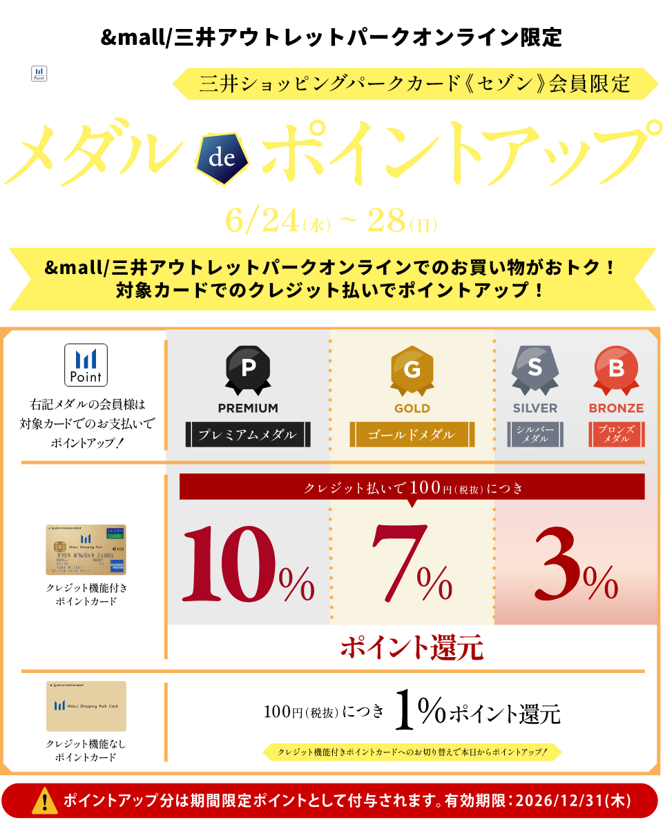 三井ショッピングパークカード《セゾン》会員限定 メダルdeポイントアップ