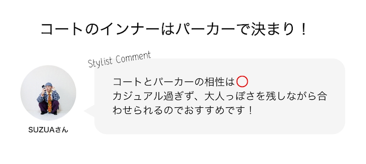 コートのインナーはパーカーで決まり！