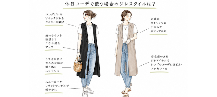 休日コーデで使う場合のジレスタイルは?