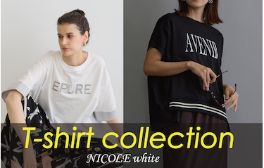 NICOLE white 春Tシャツ