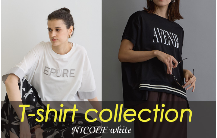 NICOLE white 春Tシャツ