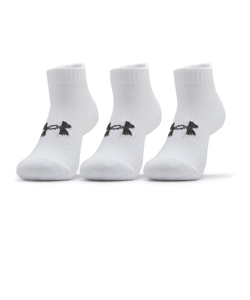 1361574　U UA CORE LOWCUT SOCKS(3P)　100WHT/WHT/BLK　620708-0002