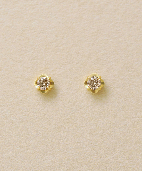 [ セカンドピアス]K18 ブラウンダイヤモンドピアス0.08ct