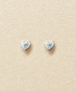 [ セカンドピアス]Ptアイスブルーダイヤモンド　ハートピアス