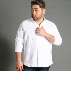 ＜大きいサイズ＞市松柄イタリアンカラー7分袖シャツ