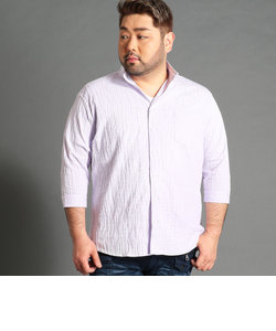 ＜大きいサイズ＞市松柄イタリアンカラー7分袖シャツ